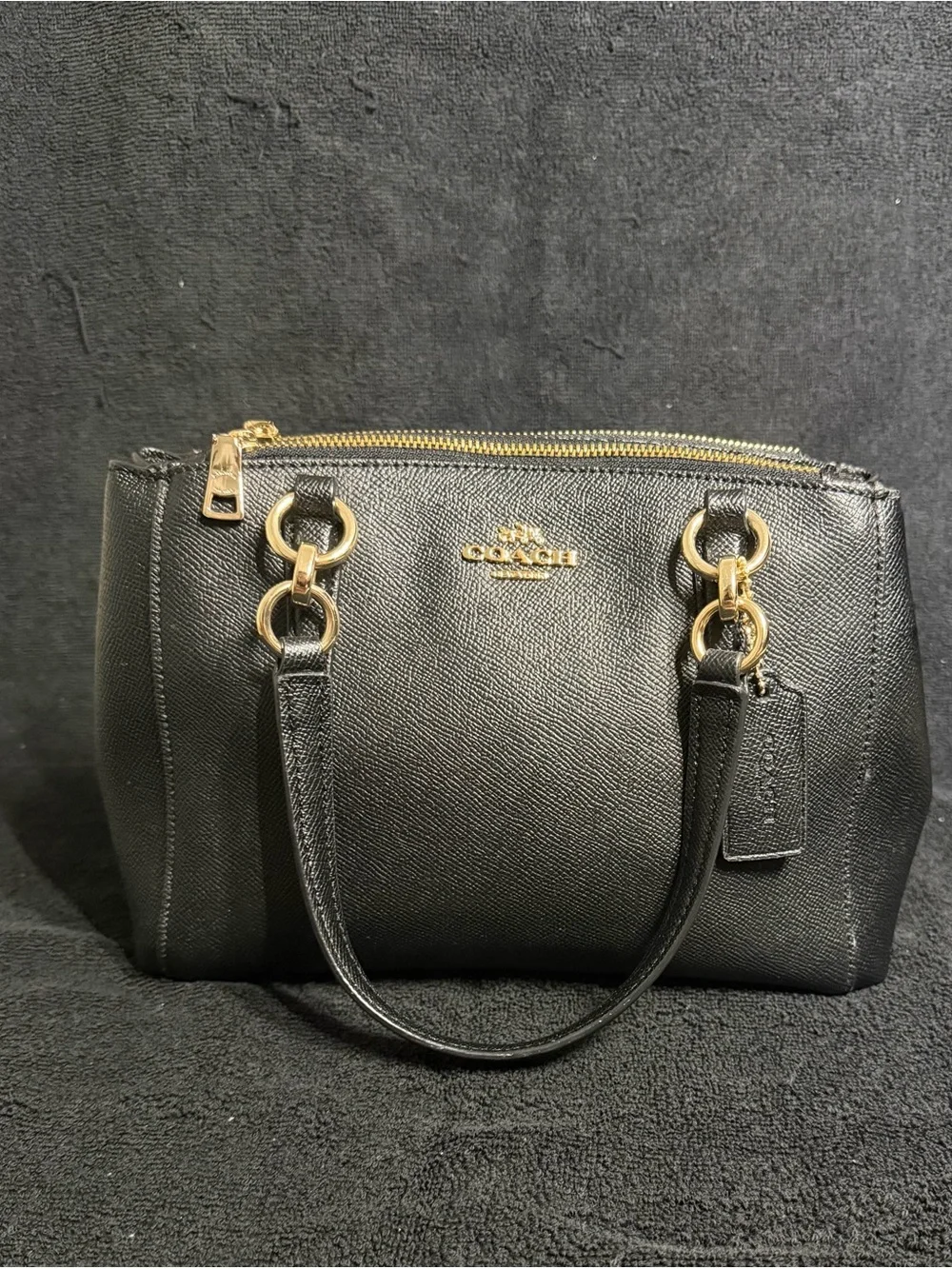 Coach Black Christie Carryall Tote in Pebble Leather